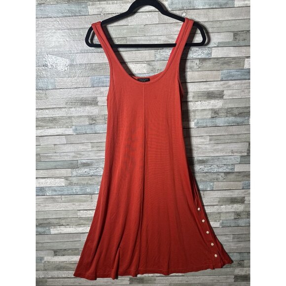 Rag & Bone Womens Sleeveless Red Scoop Neck Button Side Midi Dress SZ S - Picture 1 of 14